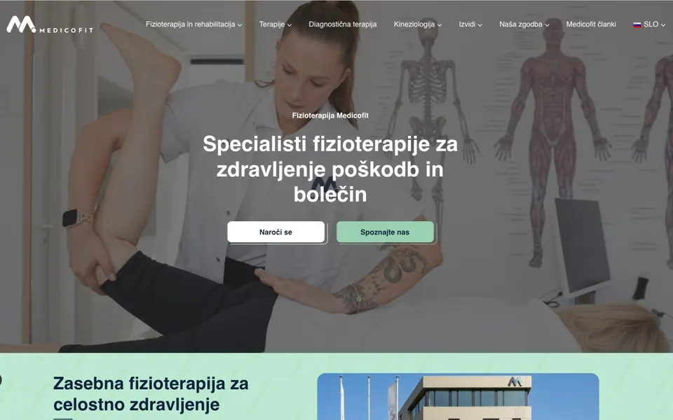 Medicofit: posnetek spletne strani
