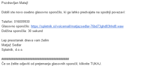 glasovno sporočilo, glasovna pošta, glasovni e-mail